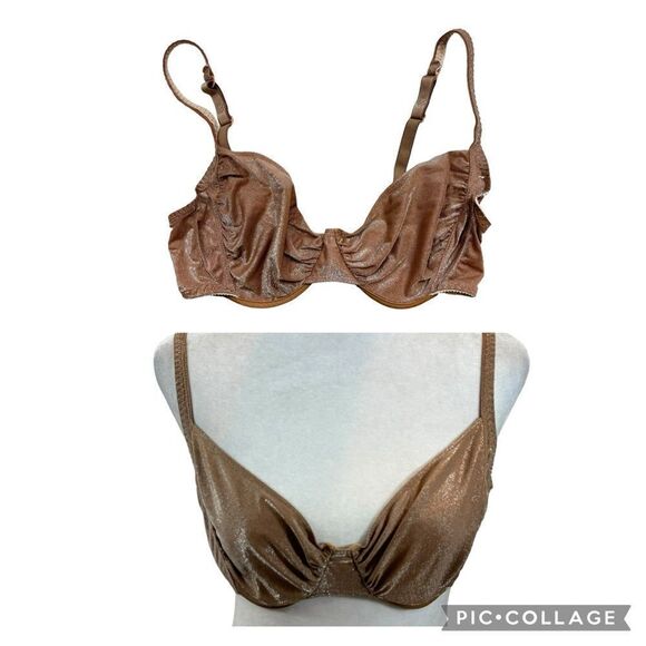 Vintage Enhance Brand Shimmer Brown‎ Bra Size 36C - Picture 1 of 11